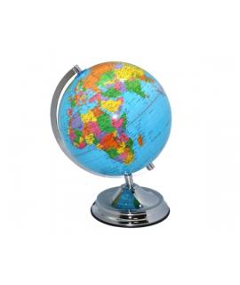 Bismark Esfera Geografica con Meridiano 25cm - Cartografia Fisico-Politica - Base Metalica muy Robusta - Color Azul