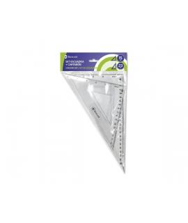 Bismark Pack de Escuadra 15cm y Cartabon 23cm - Fabricados en Plastico - Ideal para el Colegio - Transparentes