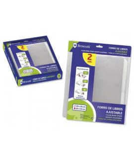 Bismark Pack de 2 Forros para Libros 300mm de Polipropileno - Solapa Ajustable - Facil Forrado en 3 Pasos - Sin Necesidad de Cor