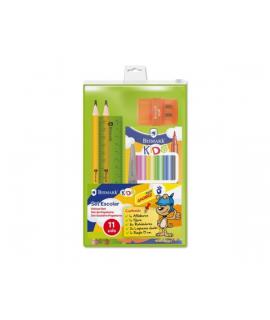 Bismark Pack Escolar con 6 Rotuladores de Colores, 2 Lapices Jumbo, Regla Flexible 15cm, Afilaborra y Tijera