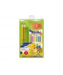 Bismark Pack Escolar con 6 Rotuladores de Colores, 2 Lapices Jumbo, Regla Flexible 15cm, Afilaborra y Tijera