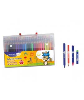 Bismark Maletin Escolar de Escritura con 20 Rotuladores de Colores, 30 Lapices de Colores, 20 Pinturas de Cera con Punta y 20 Pi