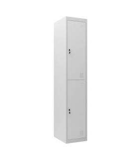 Cromad Taquilla Metalica 2 Puertas - 2 Estantes y 2 Barras para Colgar - Color Gris