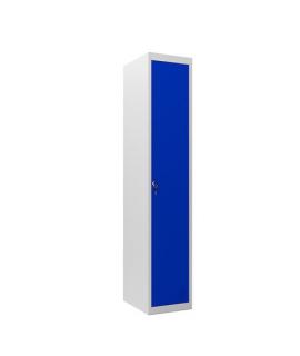 Cromad Taquilla Metalica 1 Puerta - 2 Estantes y una Barra para Colgar - Color Azul