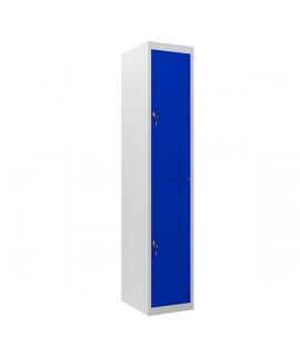 Cromad Taquilla Metalica 2 Puertas - 2 Estantes y 2 Barras para Colgar - Color Azul