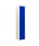 Cromad Taquilla Metalica 2 Puertas - 2 Estantes y 2 Barras para Colgar - Color Azul