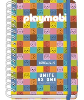Dohe Playmobil Unite As One Agenda Escolar 25/26 Espiral Wire’o A5 - Semana Vista - Papel 80g/m2 - 4 Hojas de Pegatinas - Cubier