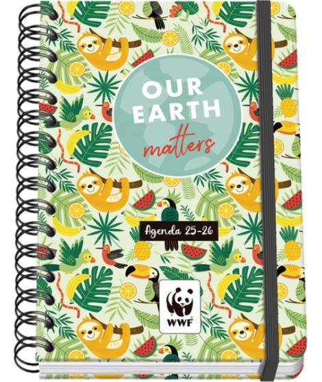 Dohe WWF Tropic Agenda Escolar 25/26 Espiral Wire’o A5 - Semana Vista - Papel 80g/m2 - 4 Hojas de Pegatinas - Cubierta de Carton