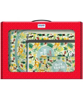 Dohe WWF Tropic Pack de Mochila + Carpeta A4 Recambio + Portatodo Triple - Todo en un Maletin Perfecto para Regalo