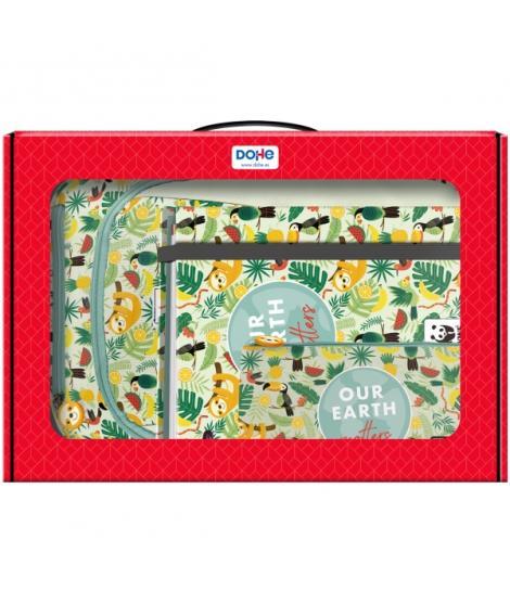 Dohe WWF Tropic Pack de Mochila + Carpeta A4 Recambio + Portatodo Triple - Todo en un Maletin Perfecto para Regalo