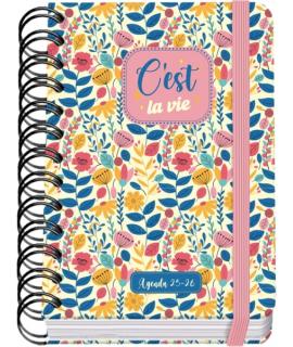 Dohe C´est la Vie Agenda Escolar 25/26 Espiral Wire’o A6 - Dia Pagina - Papel 80g/m2 - 4 Hojas de Pegatinas - Cubierta de Carton