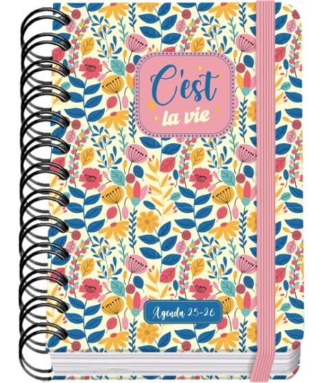 Dohe C´est la Vie Agenda Escolar 25/26 Espiral Wire’o A6 - Dia Pagina - Papel 80g/m2 - 4 Hojas de Pegatinas - Cubierta de Carton