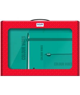 Dohe Colour Vibes Pack de Mochila + Carpeta A4 Recambio + Portatodo Triple - Todo en un Maletin Perfecto para Regalo - Color Ver