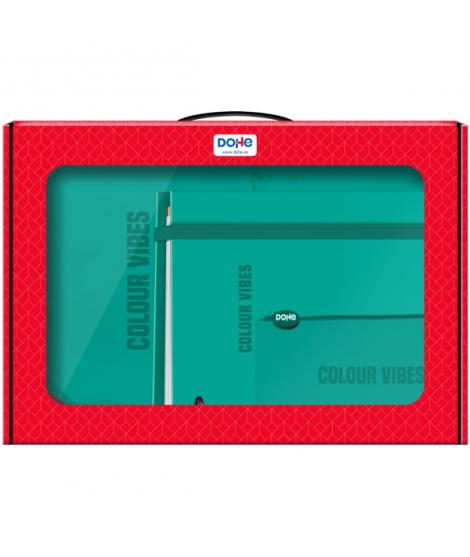 Dohe Colour Vibes Pack de Mochila + Carpeta A4 Recambio + Portatodo Triple - Todo en un Maletin Perfecto para Regalo - Color Ver