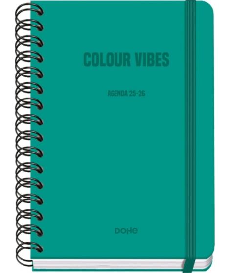 Dohe Colour Vibes Agenda Escolar 25/26 Espiral Wire’o A5 - Semana Vista - Papel 80g/m2 - 4 Hojas de Pegatinas - Cubierta de Cart