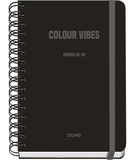 Dohe Colour Vibes Agenda Escolar 25/26 Espiral Wire’o A5 - Semana Vista - Papel 80g/m2 - 4 Hojas de Pegatinas - Cubierta de Cart