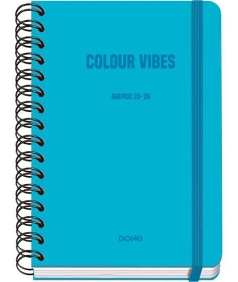 Dohe Colour Vibes Agenda Escolar 25/26 Espiral Wire’o A5 - Semana Vista - Papel 80g/m2 - 4 Hojas de Pegatinas - Cubierta de Cart