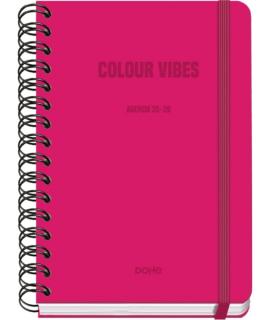Dohe Colour Vibes Agenda Escolar 25/26 Espiral Wire’o A5 - Semana Vista - Papel 80g/m2 - 4 Hojas de Pegatinas - Cubierta de Cart
