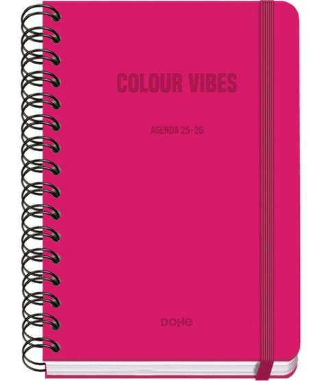 Dohe Colour Vibes Agenda Escolar 25/26 Espiral Wire’o A5 - Semana Vista - Papel 80g/m2 - 4 Hojas de Pegatinas - Cubierta de Cart