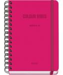 Dohe Colour Vibes Agenda Escolar 25/26 Espiral Wire’o A5 - Semana Vista - Papel 80g/m2 - 4 Hojas de Pegatinas - Cubierta de Cart
