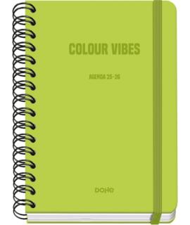 Dohe Colour Vibes Agenda Escolar 25/26 Espiral Wire’o A5 - Semana Vista - Papel 80g/m2 - 4 Hojas de Pegatinas - Cubierta de Cart