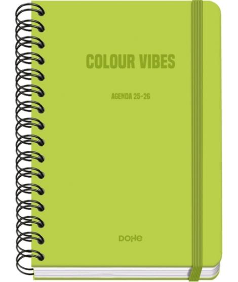 Dohe Colour Vibes Agenda Escolar 25/26 Espiral Wire’o A5 - Semana Vista - Papel 80g/m2 - 4 Hojas de Pegatinas - Cubierta de Cart