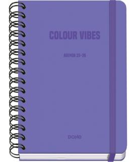 Dohe Colour Vibes Agenda Escolar 25/26 Espiral Wire’o A5 - Semana Vista - Papel 80g/m2 - 4 Hojas de Pegatinas - Cubierta de Cart