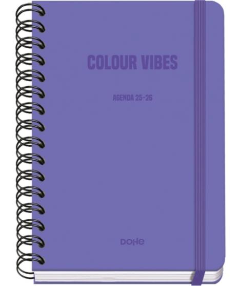 Dohe Colour Vibes Agenda Escolar 25/26 Espiral Wire’o A5 - Semana Vista - Papel 80g/m2 - 4 Hojas de Pegatinas - Cubierta de Cart