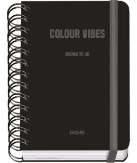 Dohe Colour Vibes Agenda Escolar 25/26 Espiral Wire’o A6 - Dia Pagina - Papel 80g/m2 - 4 Hojas de Pegatinas - Cubierta de Carton