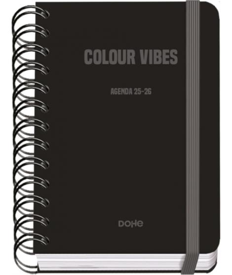 Dohe Colour Vibes Agenda Escolar 25/26 Espiral Wire’o A6 - Dia Pagina - Papel 80g/m2 - 4 Hojas de Pegatinas - Cubierta de Carton