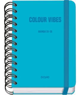 Dohe Colour Vibes Agenda Escolar 25/26 Espiral Wire’o A6 - Dia Pagina - Papel 80g/m2 - 4 Hojas de Pegatinas - Cubierta de Carton
