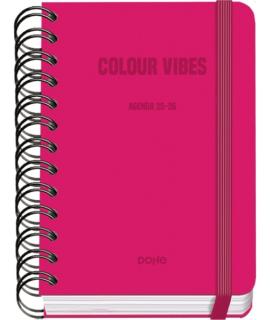 Dohe Colour Vibes Agenda Escolar 25/26 Espiral Wire’o A6 - Dia Pagina - Papel 80g/m2 - 4 Hojas de Pegatinas - Cubierta de Carton