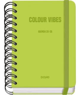 Dohe Colour Vibes Agenda Escolar 25/26 Espiral Wire’o A6 - Dia Pagina - Papel 80g/m2 - 4 Hojas de Pegatinas - Cubierta de Carton