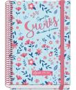 Dohe Blossom Agenda Escolar 25/26 Espiral A5 - Dia Pagina - Papel 70g/m2 - 4 Hojas de Pegatinas - Cubierta de Carton Plastificad