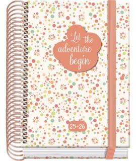 Dohe Bubbles Agenda Escolar 25/26 Espiral A6 - Dia Pagina - Papel 70g/m2 - 4 Hojas de Pegatinas - Cubierta de Carton Plastificad