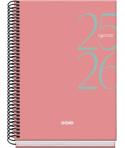Dohe System Agenda Escolar 25/26 Espiral A5 - Semana Vista - Papel 70g/m2 - Cubierta de Carton Plastificado - Color Rosa