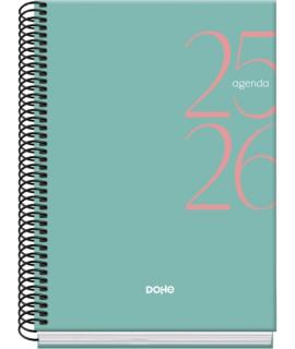 Dohe System Agenda Escolar 25/26 Espiral A5 - Semana Vista - Papel 70g/m2 - Cubierta de Carton Plastificado - Color Verde
