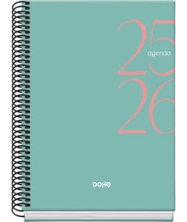 Dohe System Agenda Escolar 25/26 Espiral A5 - Dia Pagina - Papel 70g/m2 - Cubierta de Carton Plastificado - Color Verde
