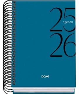 Dohe System Agenda Escolar 25/26 Espiral A6 - Dia Pagina - Papel 70g/m2 - Cubierta de Carton Plastificado - Color Azul