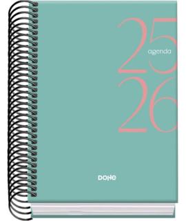 Dohe System Agenda Escolar 25/26 Espiral A6 - Dia Pagina - Papel 70g/m2 - Cubierta de Carton Plastificado - Color Verde