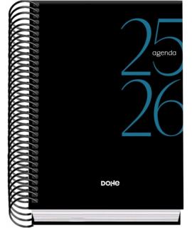 Dohe System Agenda Escolar 25/26 Espiral A6 - Dia Pagina - Papel 70g/m2 - Cubierta de Carton Plastificado - Color Negro