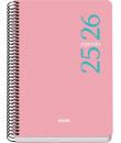 Dohe Esencial Agenda Escolar 25/26 Espiral A5 - Semana Vista - Papel 70g/m2 - Cubierta en Polipropileno - Color Rosa