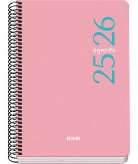 Dohe Esencial Agenda Escolar 25/26 Espiral A5 - Semana Vista - Papel 70g/m2 - Cubierta en Polipropileno - Color Rosa