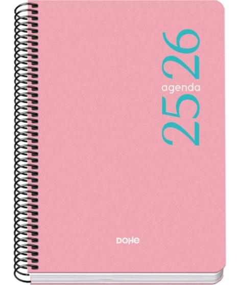 Dohe Esencial Agenda Escolar 25/26 Espiral A5 - Semana Vista - Papel 70g/m2 - Cubierta en Polipropileno - Color Rosa