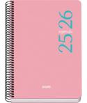 Dohe Esencial Agenda Escolar 25/26 Espiral A5 - Semana Vista - Papel 70g/m2 - Cubierta en Polipropileno - Color Rosa