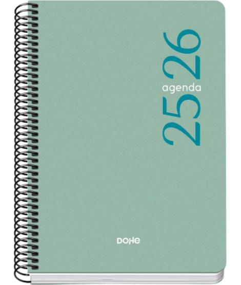 Dohe Esencial Agenda Escolar 25/26 Espiral A5 - Semana Vista - Papel 70g/m2 - Cubierta en Polipropileno - Color Verde