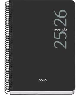 Dohe Esencial Agenda Escolar 25/26 Espiral A5 - Semana Vista - Papel 70g/m2 - Cubierta en Polipropileno - Color Negro