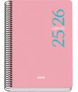 Dohe Esencial Agenda Escolar 25/26 Espiral A5 - Dia Pagina - Papel 70g/m2 - Cubierta en Polipropileno - Color Rosa