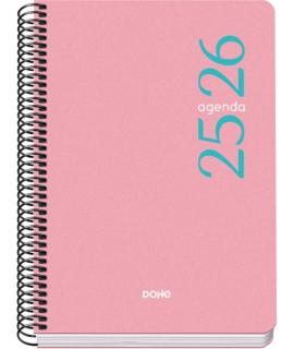Dohe Esencial Agenda Escolar 25/26 Espiral A5 - Dia Pagina - Papel 70g/m2 - Cubierta en Polipropileno - Color Rosa