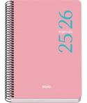Dohe Esencial Agenda Escolar 25/26 Espiral A5 - Dia Pagina - Papel 70g/m2 - Cubierta en Polipropileno - Color Rosa